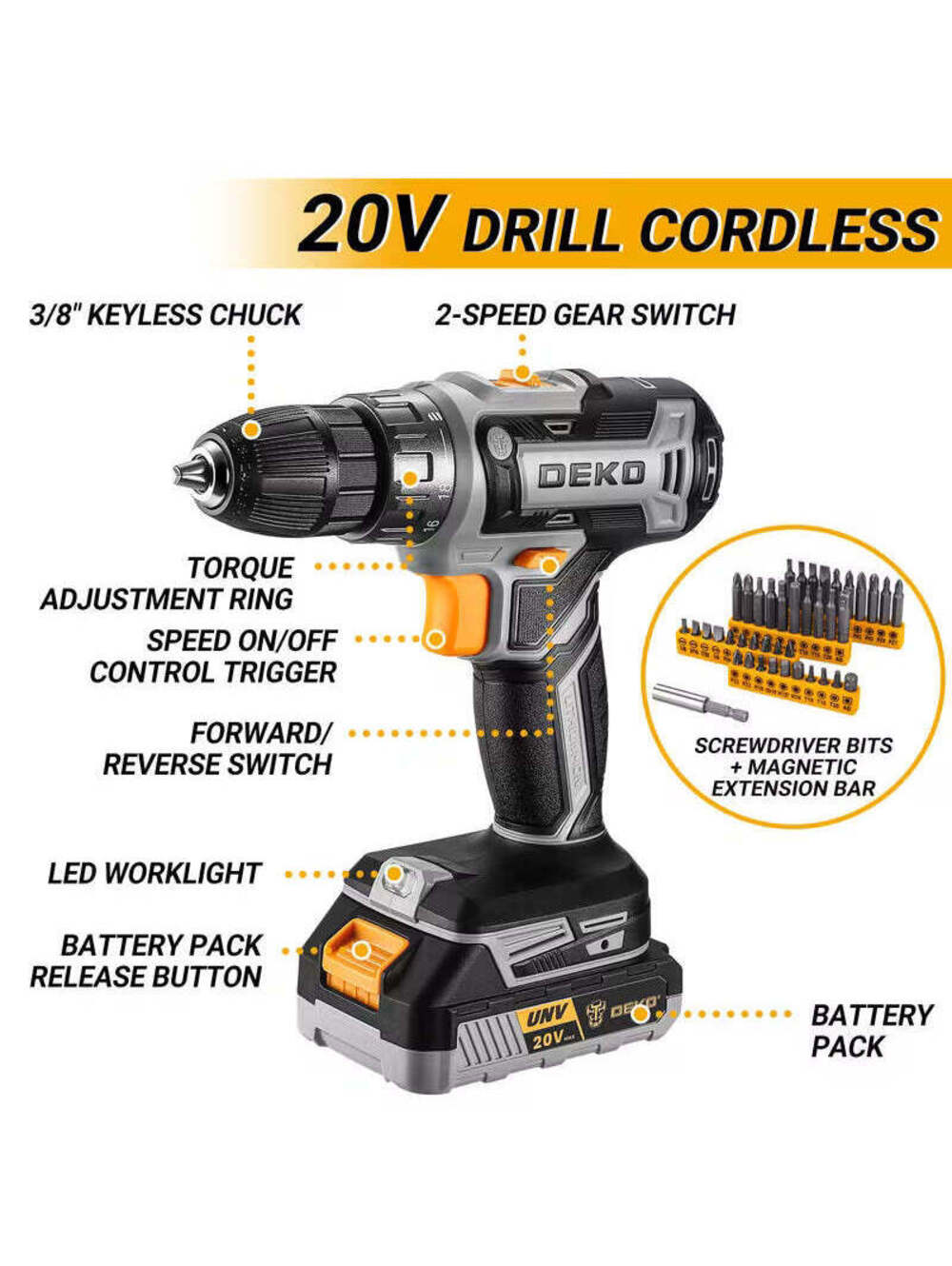 179PCS Power Tool Box with 20V Cordless Drill/Driver